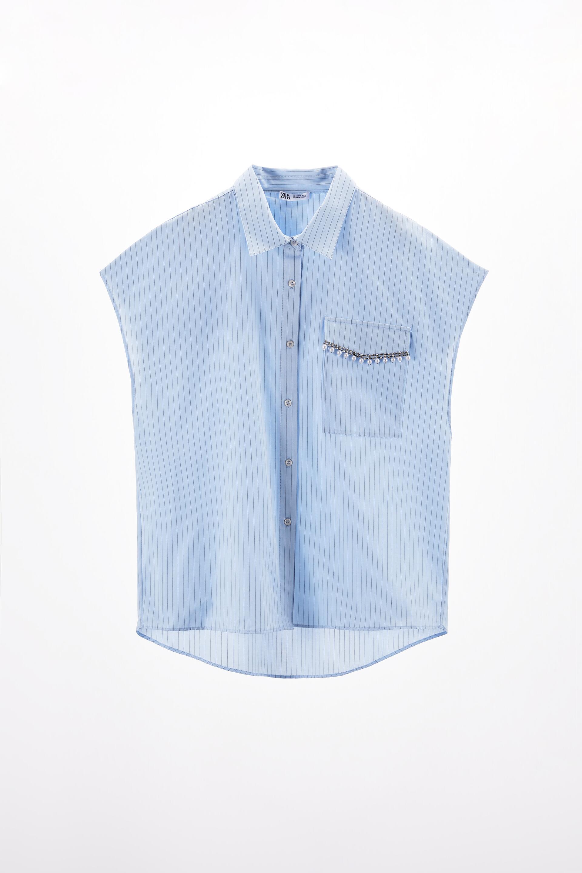 

Рубашка женская ZARA 02399825 голубая M (доставка из-за рубежа), 02399825