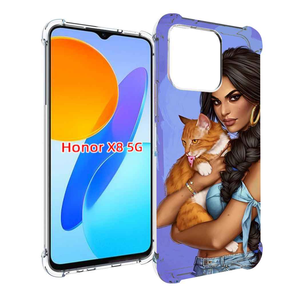 

Чехол MyPads девушка-красивая-с-синим-фоном женский для Honor X8 5G, Прозрачный, Tocco