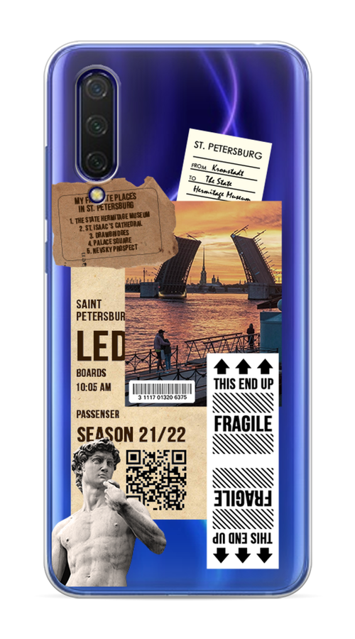 

Чехол на Xiaomi Mi 9 Lite"Санкт-Петербург коллаж", Коричневый;бежевый;белый, 36750-6