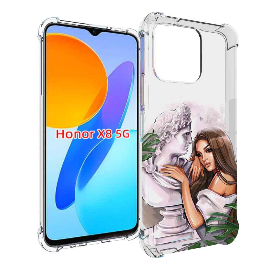 

Чехол MyPads девушка-модель-со-статуей женский для Honor X8 5G, Прозрачный, Tocco