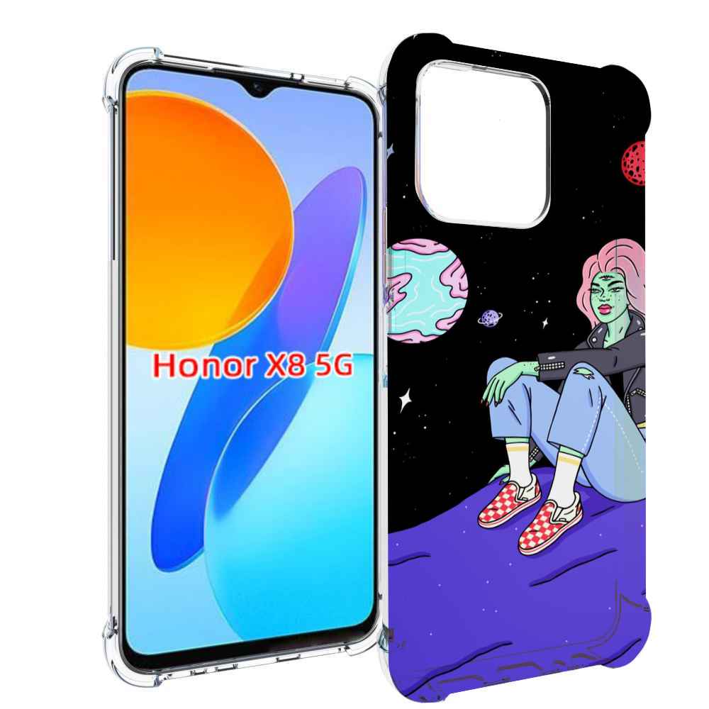 

Чехол MyPads девушка-на-луне-мультик для Honor X8 5G, Прозрачный, Tocco