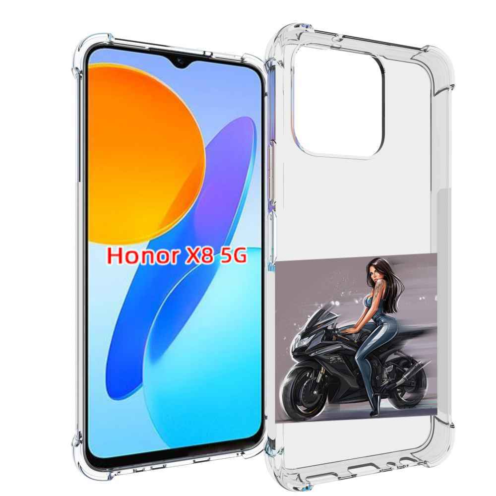 Чехол MyPads девушка-на-мотоцикле для Honor X8 5G