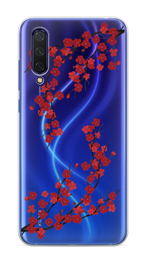 

Чехол на Xiaomi Mi 9 Lite"Красная сакура", Красный;черный, 36750-2