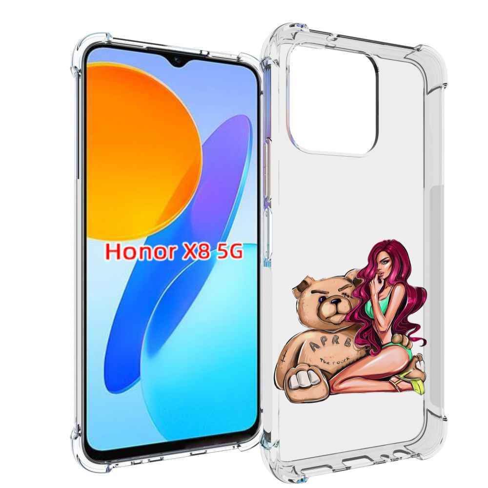

Чехол MyPads девушка-с-большим-плюшевым-мишкой для Honor X8 5G, Прозрачный, Tocco