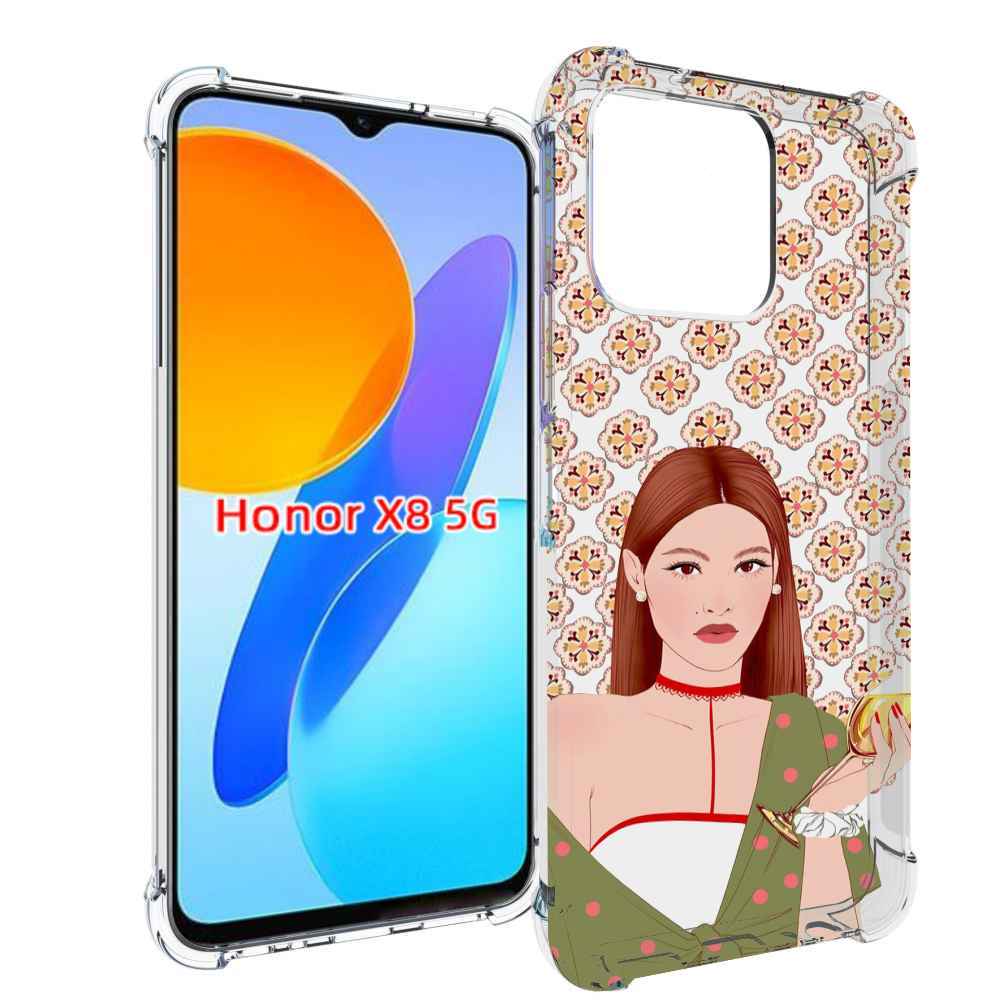 

Чехол MyPads девушка-с-вином-рисунок женский для Honor X8 5G, Прозрачный, Tocco