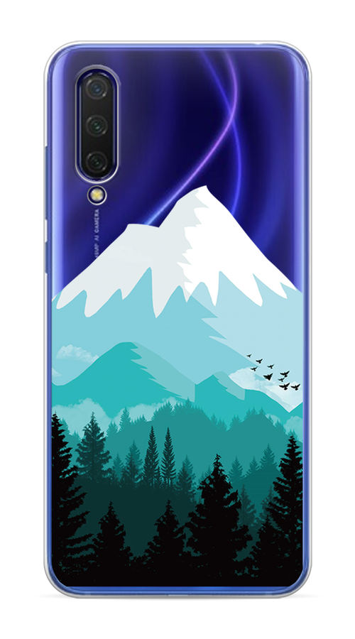 

Чехол на Xiaomi Mi 9 Lite"Синяя снежная гора", Белый;голубой, 36750-2