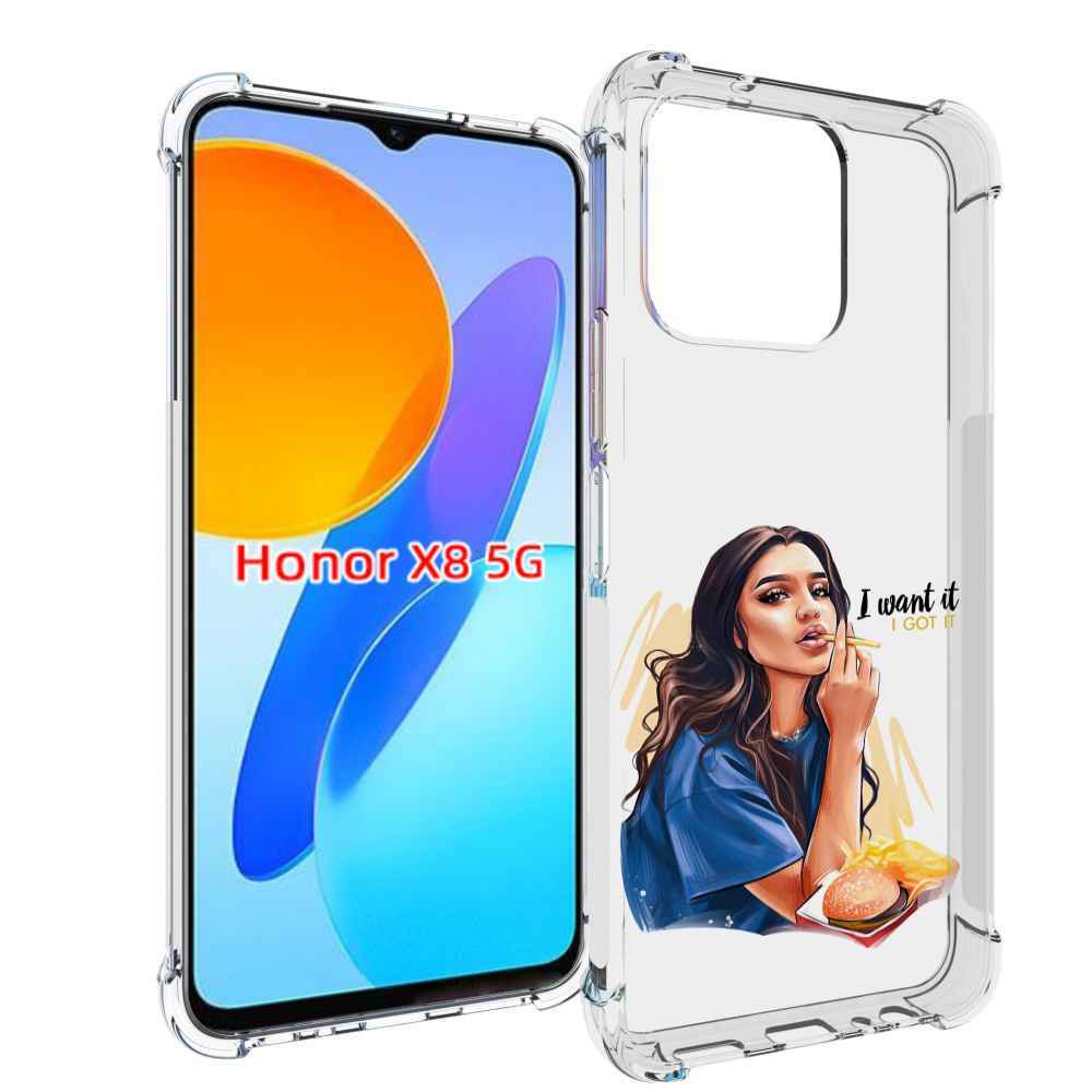 

Чехол MyPads девушка-с-едой-и-сигаретой женский для Honor X8 5G, Прозрачный, Tocco
