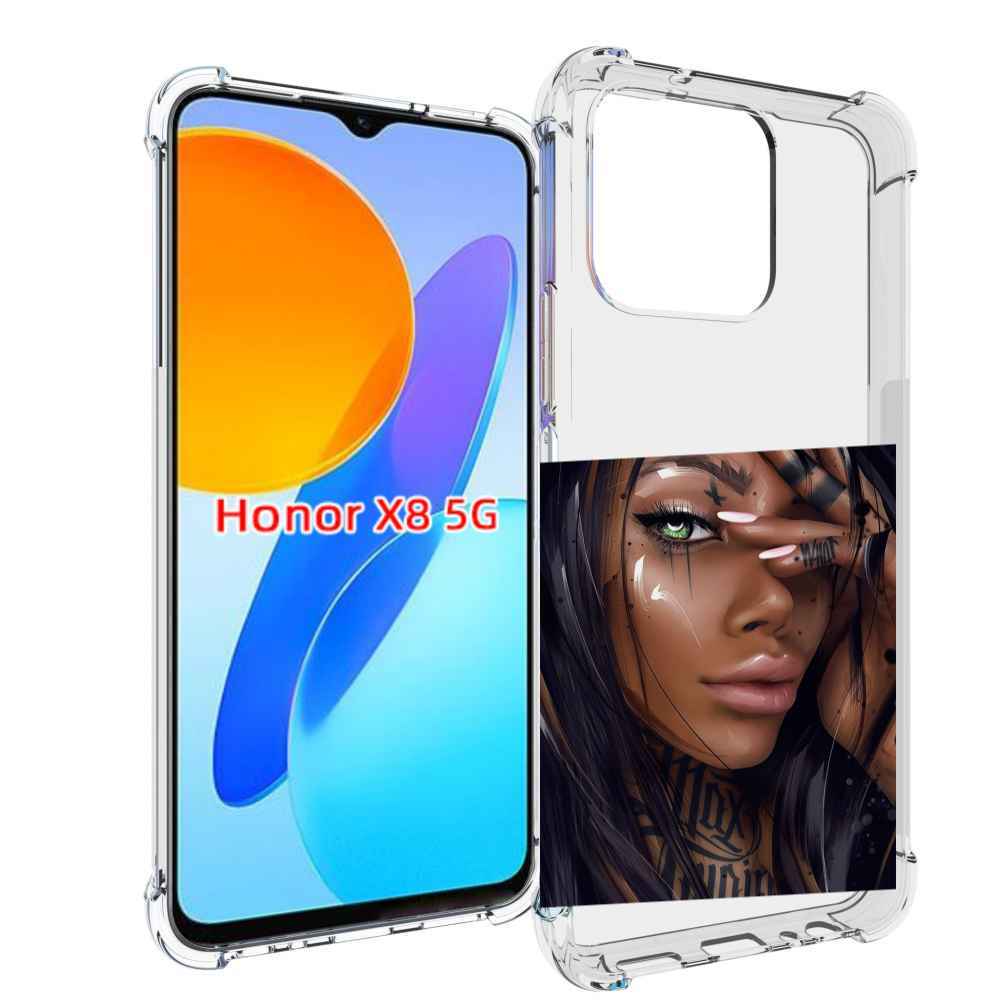 

Чехол MyPads девушка-с-зелеными-глазами-яркими для Honor X8 5G, Прозрачный, Tocco