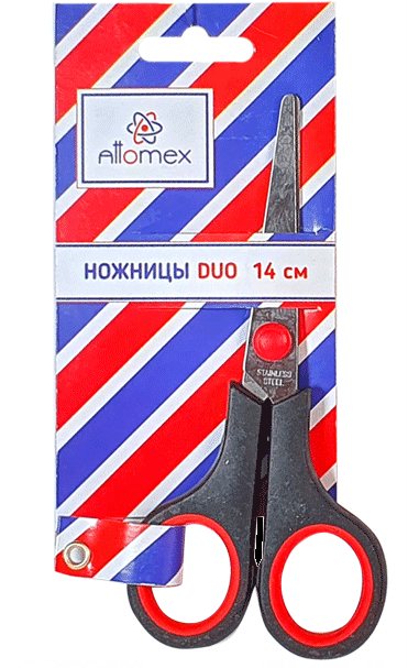 Ножницы канцелярские deVENTE 14см Attomex Duo двухцветные прорезиненные ручки блистер