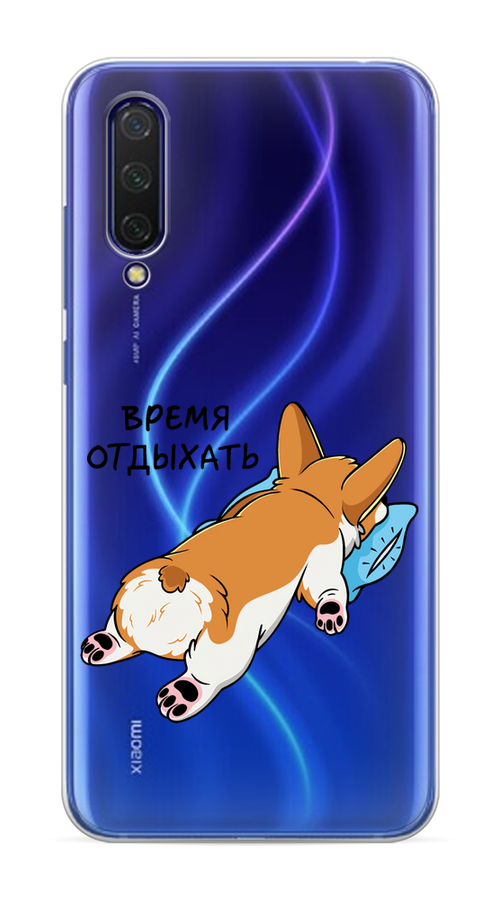

Чехол на Xiaomi Mi 9 Lite"Корги отдыхает", Черный;коричневый;голубой, 36750-1