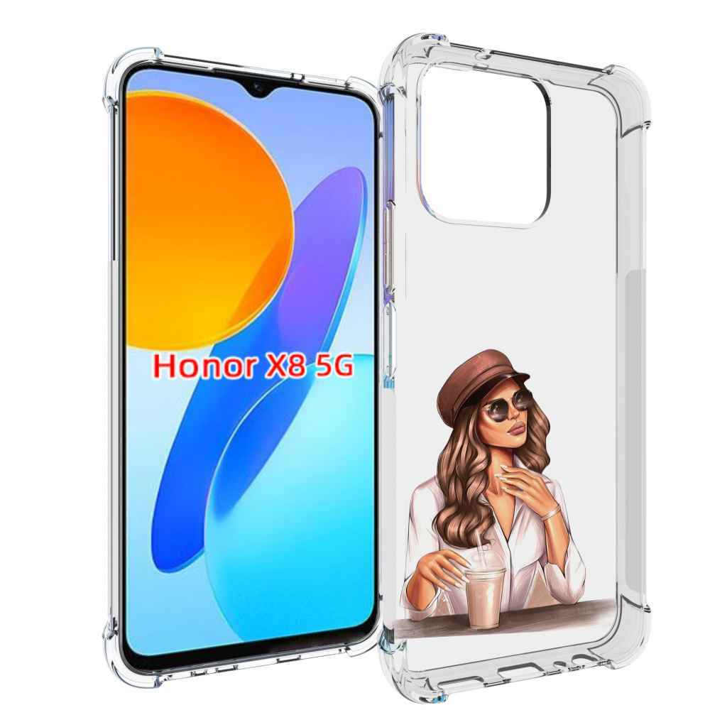 

Чехол MyPads девушка-с-милкшейком женский для Honor X8 5G, Прозрачный, Tocco