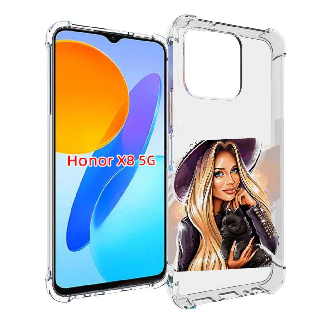 

Чехол MyPads девушка-с-черным-щенком женский для Honor X8 5G, Прозрачный, Tocco