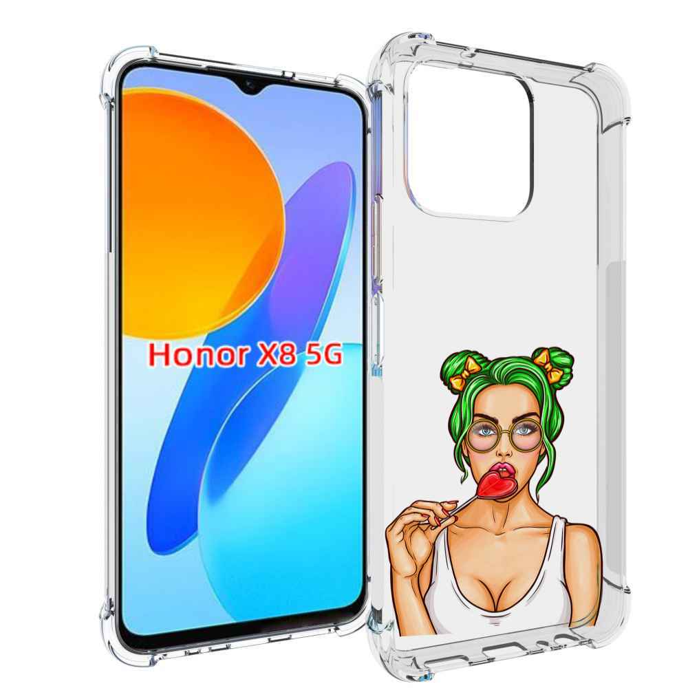 

Чехол MyPads девушка-с-чупачупсом-в-виде-сердца женский для Honor X8 5G, Прозрачный, Tocco