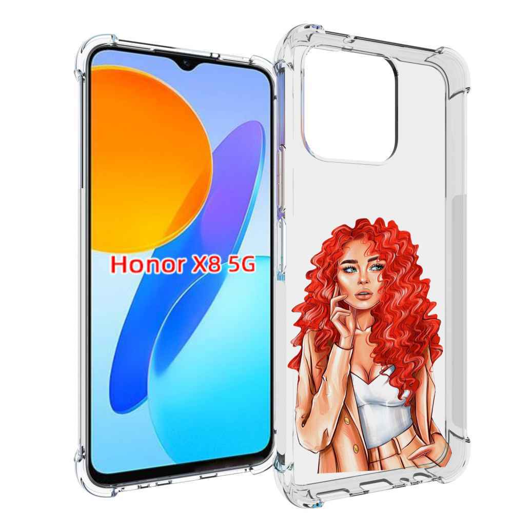 

Чехол MyPads девушка-с-яркими-волосами женский для Honor X8 5G, Прозрачный, Tocco