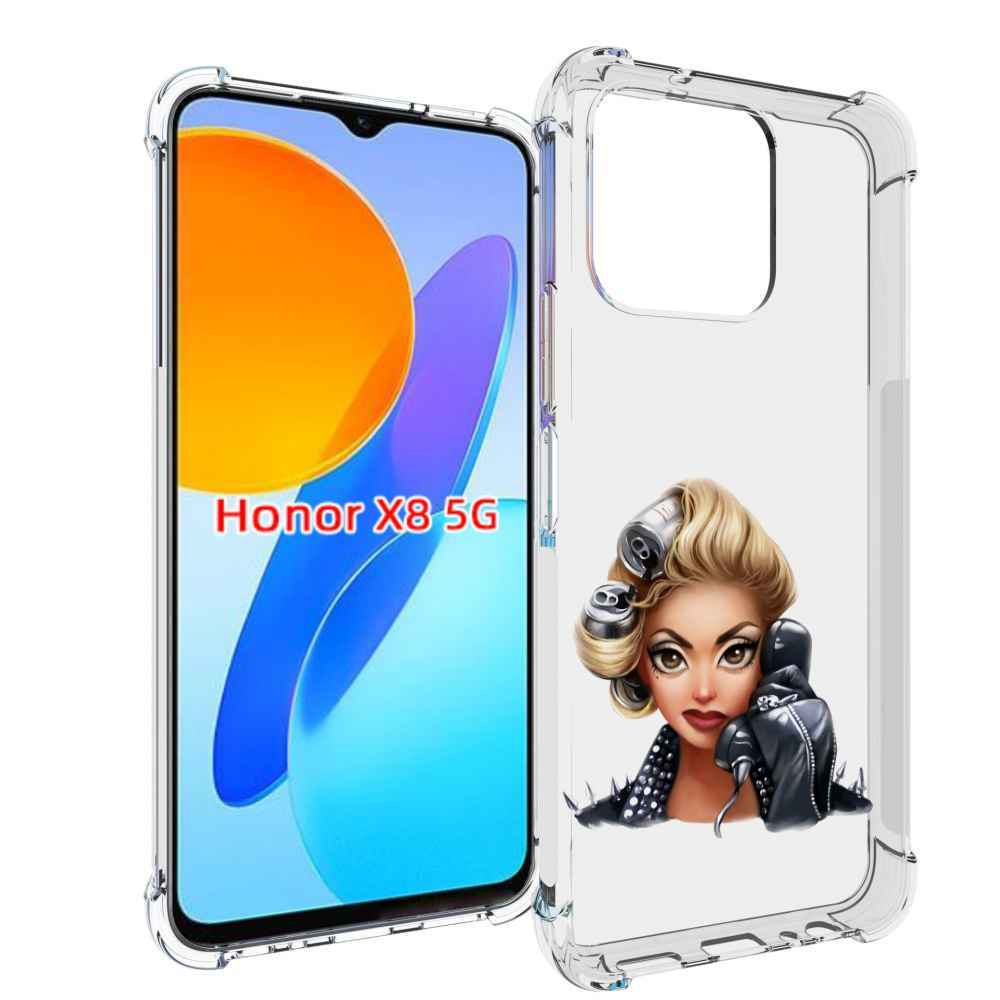 

Чехол MyPads девушка-смайлик-с-телефоном женский для Honor X8 5G, Прозрачный, Tocco