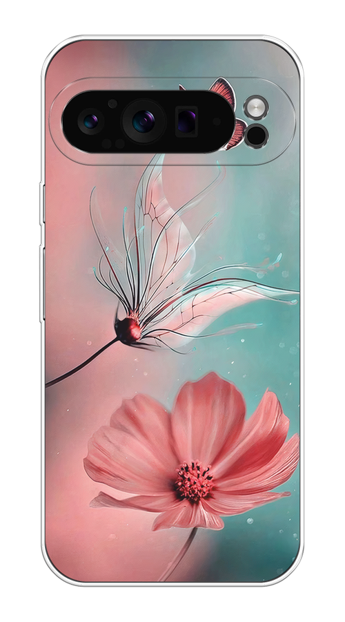 

Чехол на Google Pixel 9 Pro "Бабочка и цветок", Голубой;розовый, 272050-1
