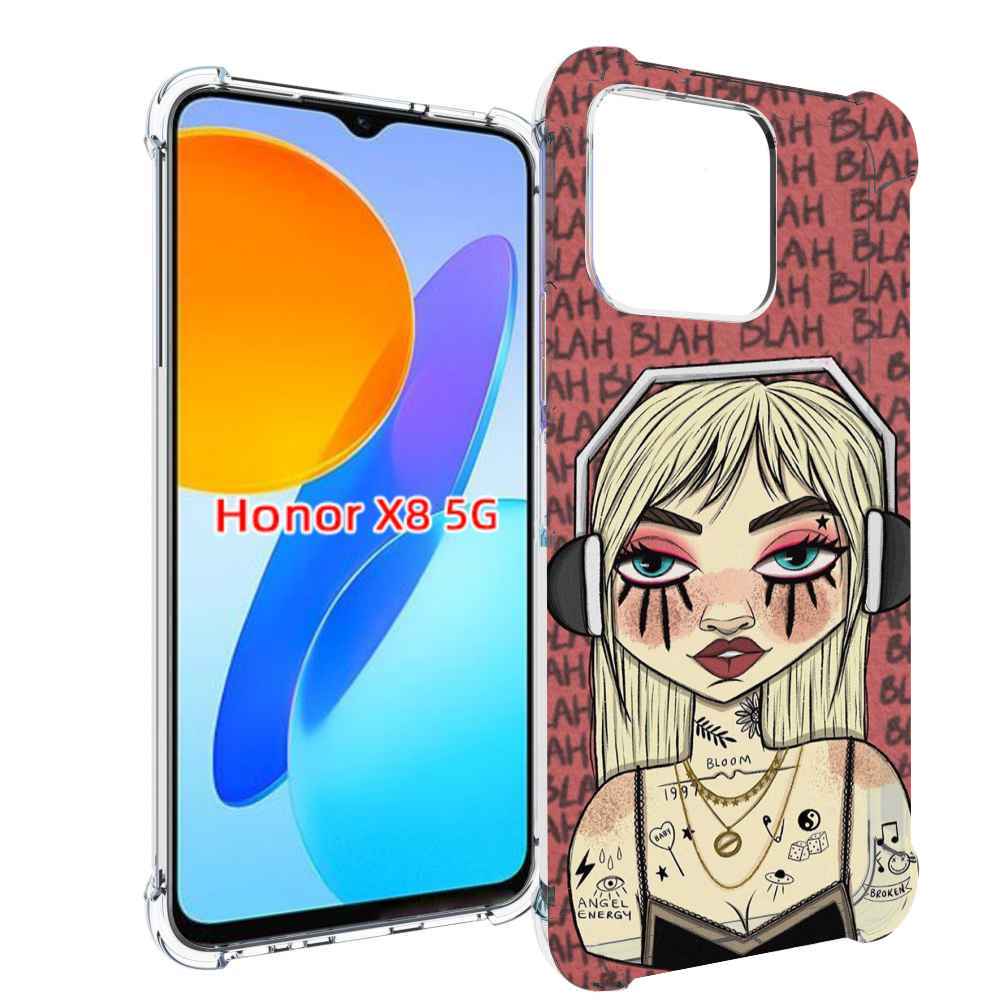 

Чехол MyPads дерзкая-девушка-в-наушниках женский для Honor X8 5G, Прозрачный, Tocco