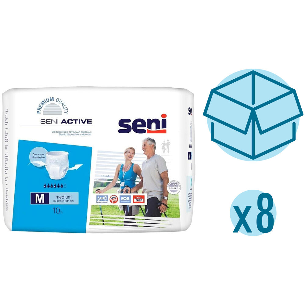 Трусы впитывающие Seni Active, 80-110 см, р-р M, 10 шт, 8 упаковок