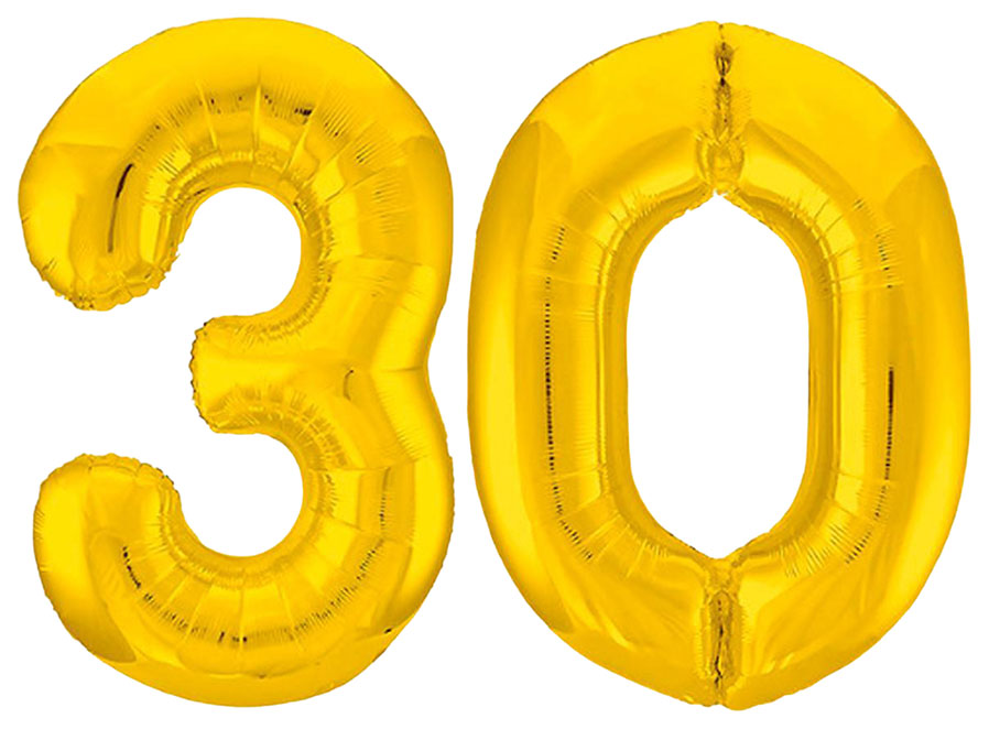 

Шар фольгированный 40" «30», цвет золотой