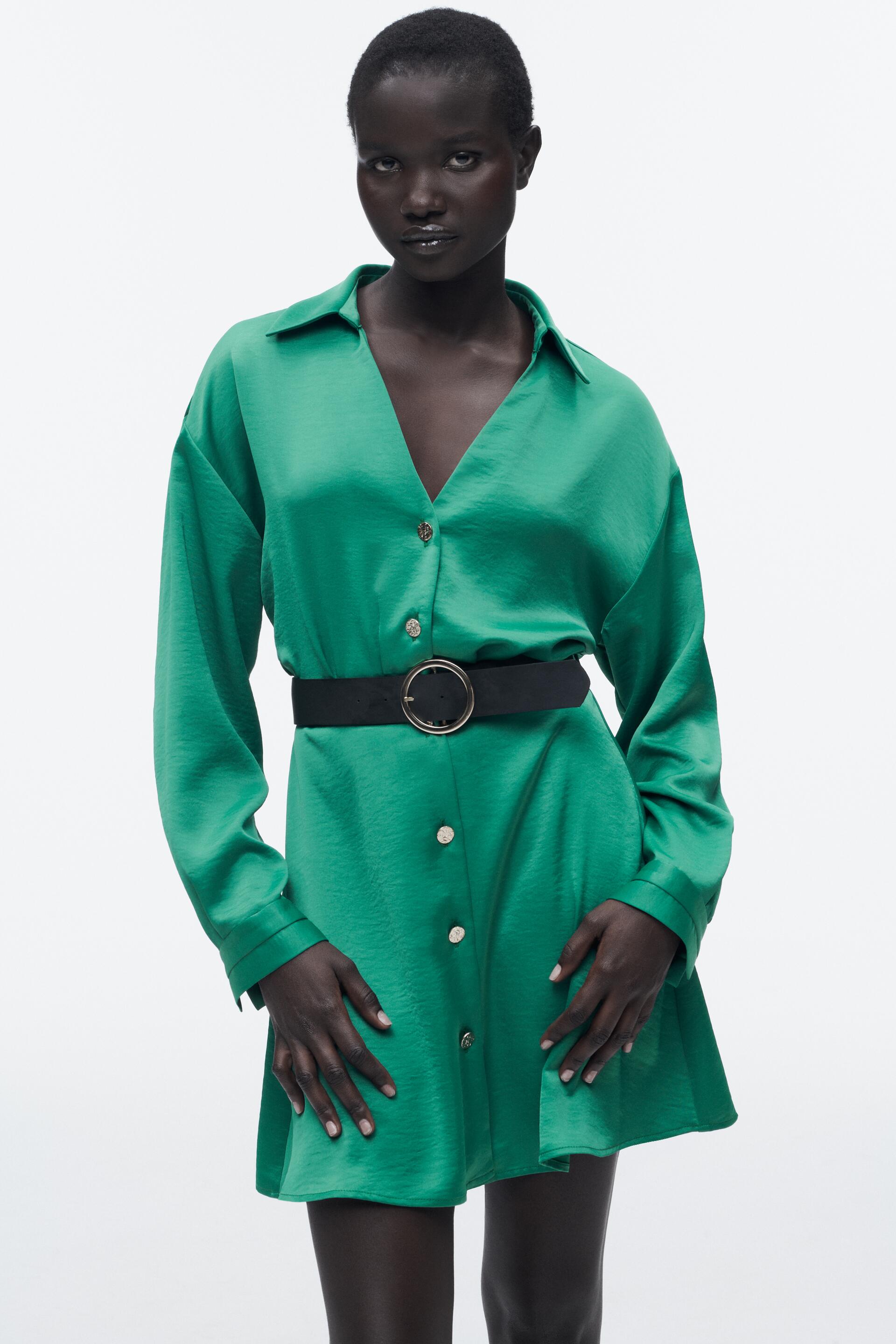 

Платье женское ZARA 02415796 зеленое 2XL (доставка из-за рубежа), Зеленый, 02415796