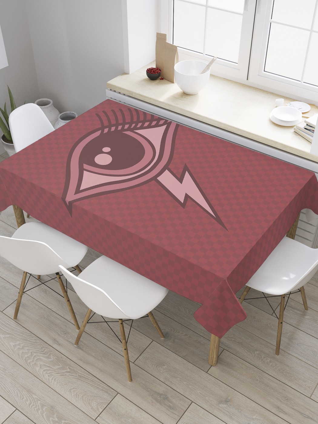 

Скатерть прямоугольная JoyArty "Глаз под напряжением" из оксфорда, 180x145 см, Красный, Глаз под напряжением