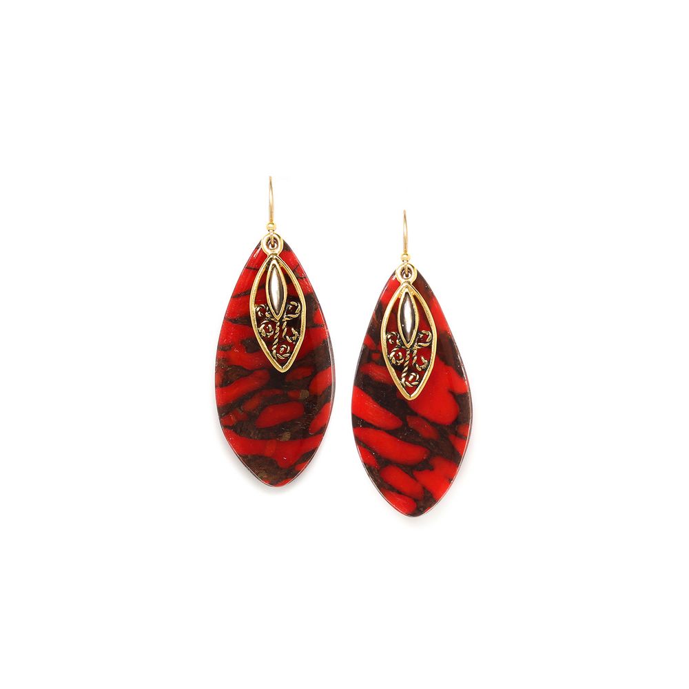 

Серьги подвески из бижутерного сплава Nature Bijoux NB23.1-12-78328, перламутр/термитник, NB23.1-12-78328