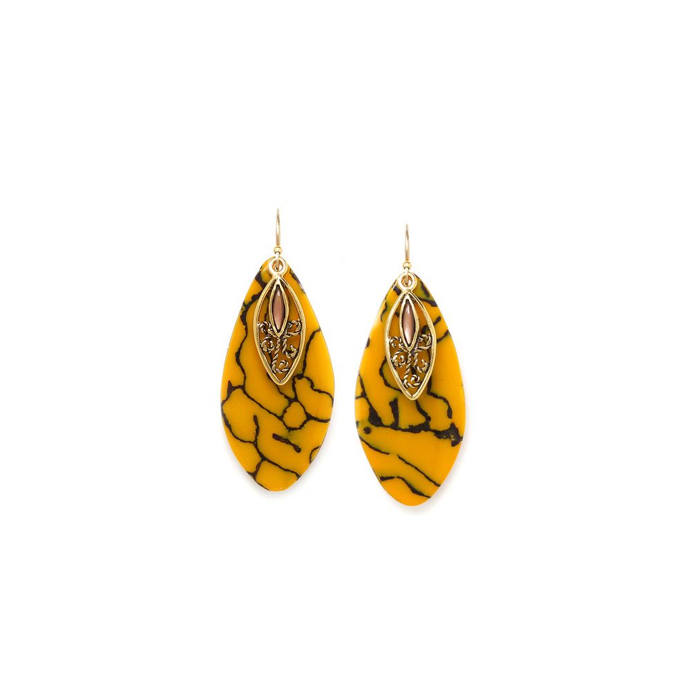 

Серьги подвески из бижутерного сплава Nature Bijoux NB23.1-12-78330, перламутр/термитник, NB23.1-12-78330