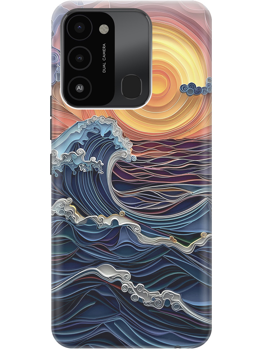 

Силиконовый чехол на Tecno Spark 8C/Go 2022 с принтом "Волны на закате", 778678010