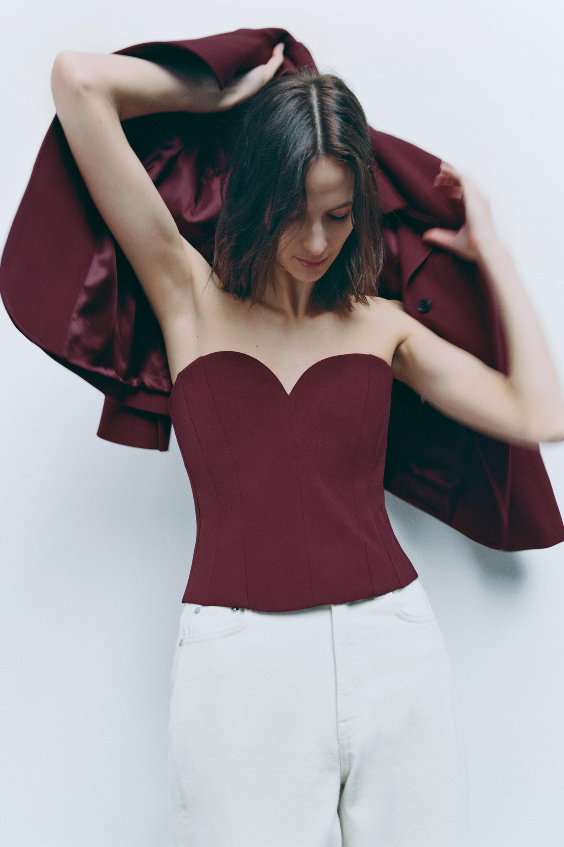 

Топ женский ZARA 02439707 бордовый S (доставка из-за рубежа), 02439707