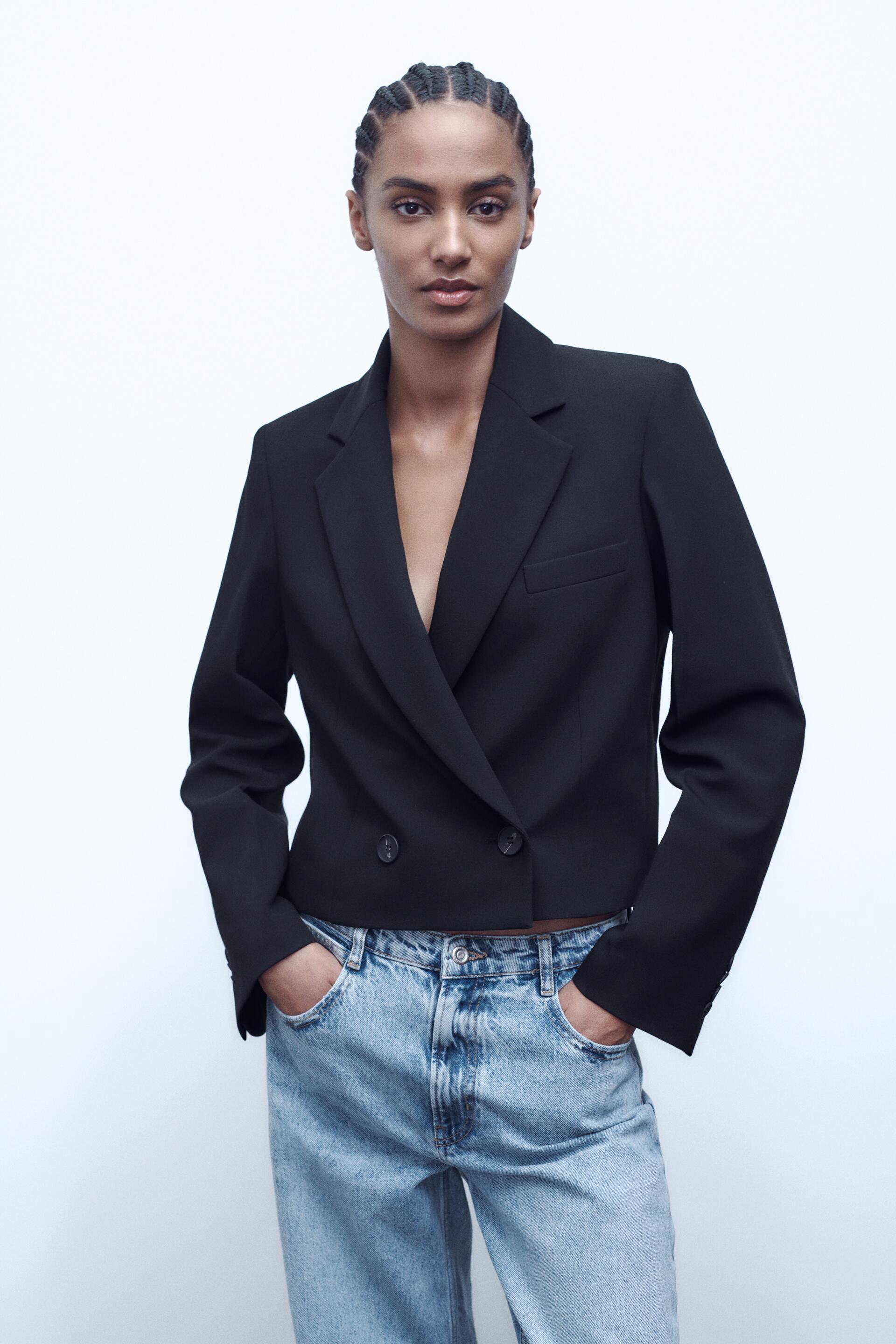 

Блейзер женский ZARA 02447640 черный M (доставка из-за рубежа), 02447640