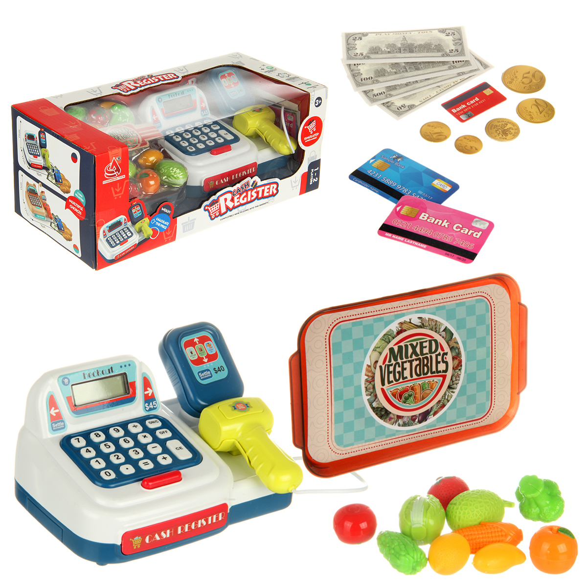 Касса игрушечная с деньгами и продуктами VELD CO 132569 33х16х13 см