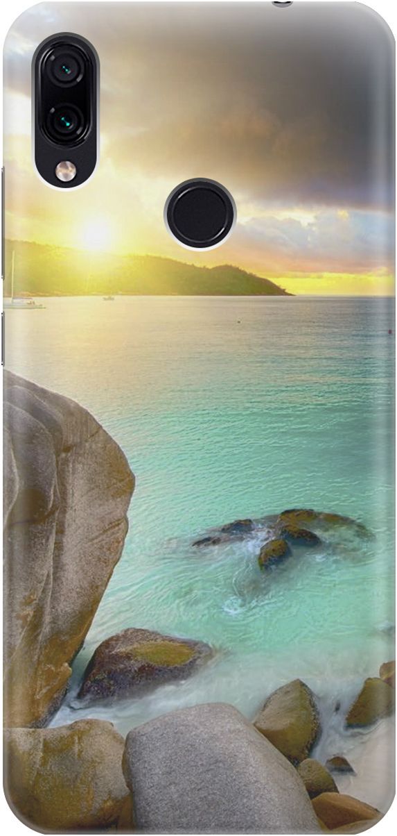 

Чехол на Xiaomi Redmi Note 7 "Закат на каменистом берегу", Бирюзовый;желтый, 2383