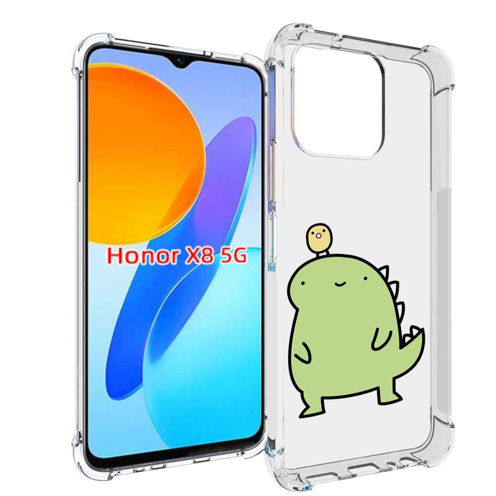 

Чехол MyPads зеленый-динозаврик детский для Honor X8 5G, Прозрачный, Tocco