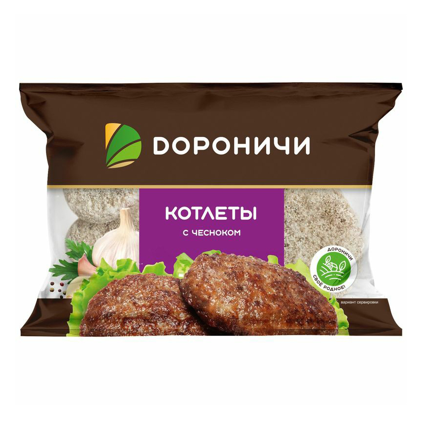 

Котлеты из мяса птицы Дороничи с чесноком замороженные 420 г