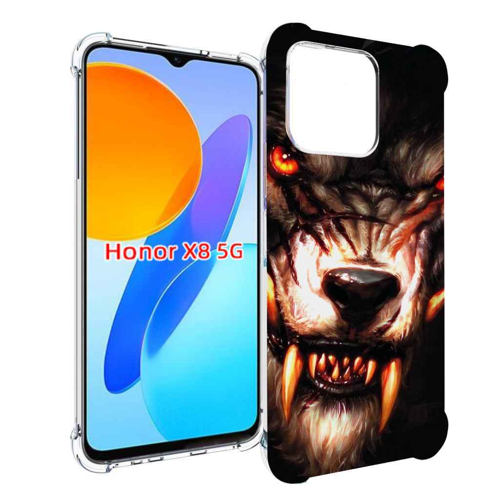 

Чехол MyPads злой голодный волк мужской для Honor X8 5G, Прозрачный, Tocco