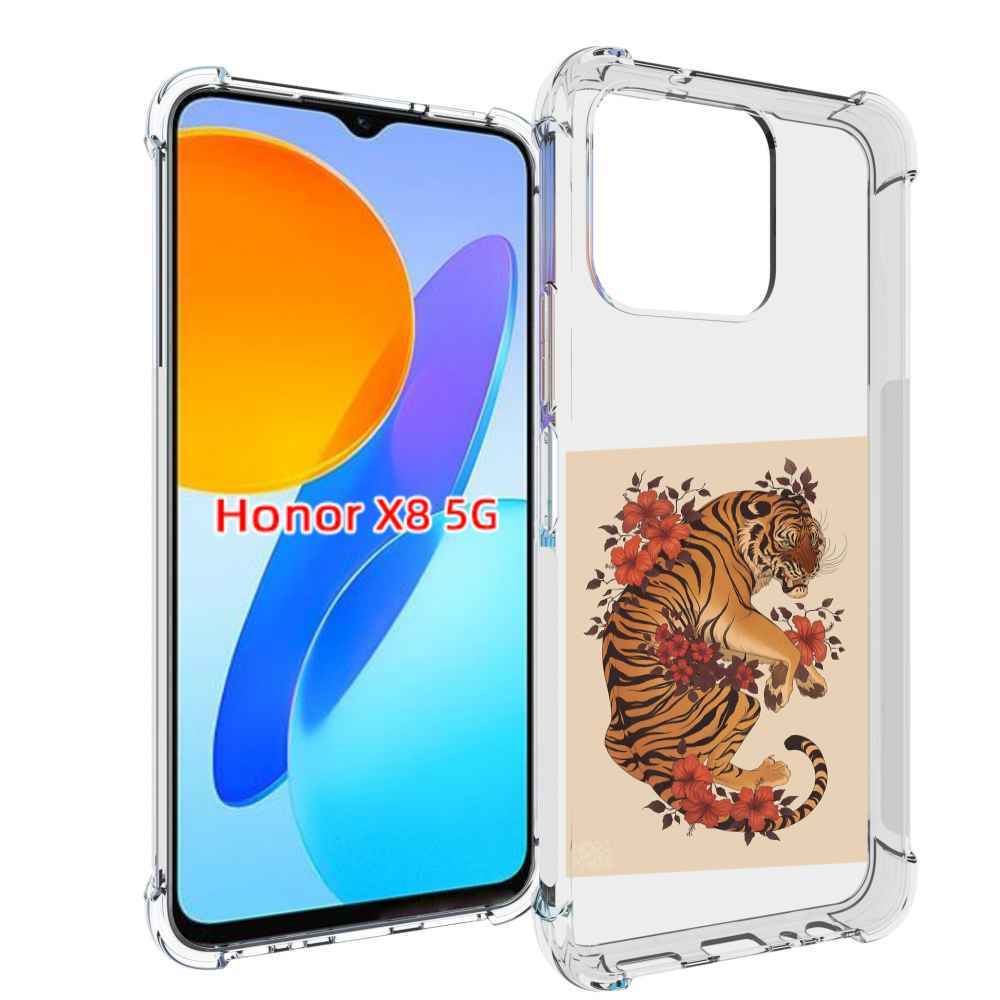 

Чехол MyPads злой-тигр-с-цветами для Honor X8 5G, Прозрачный, Tocco