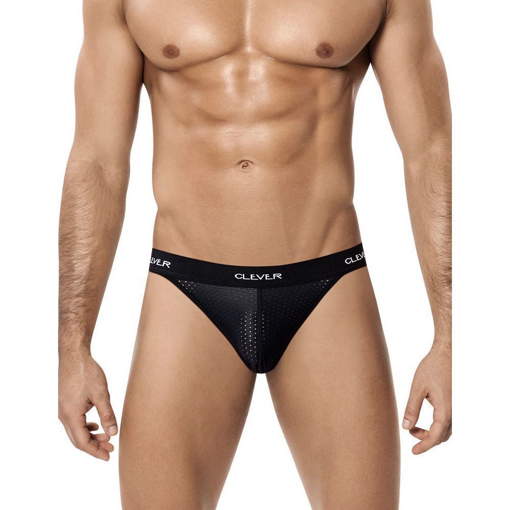 

Мужские трусы бразилиана черные Clever Thong Mesh 000114 M, 0001