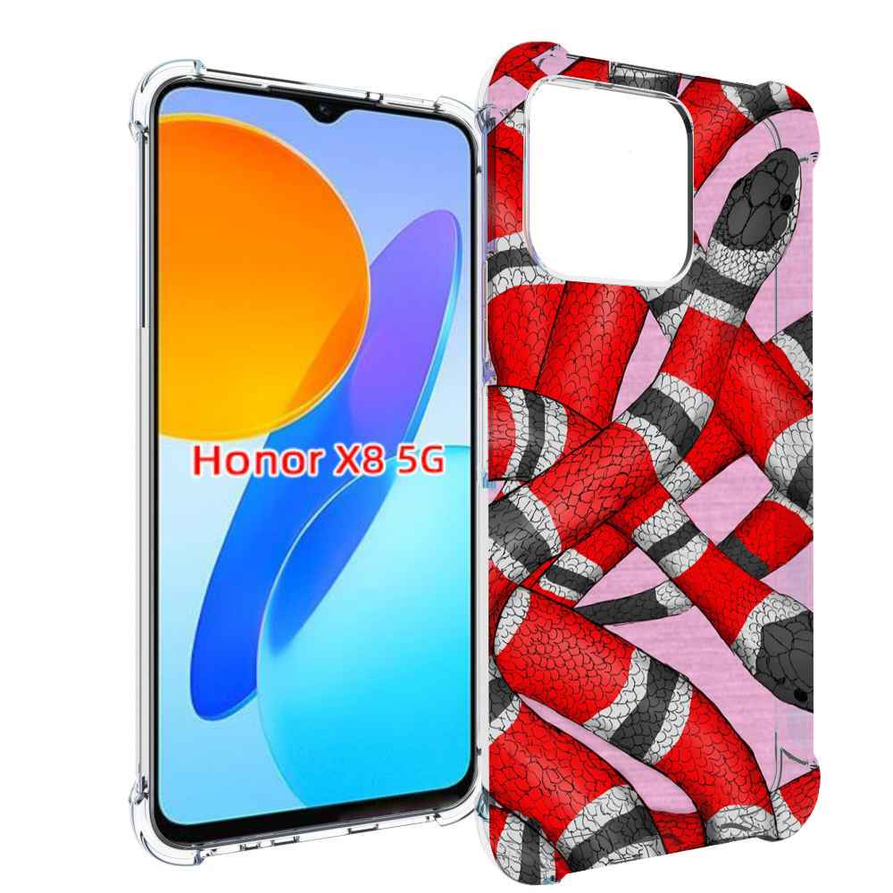 

Чехол MyPads змея-красно-черно-белый для Honor X8 5G, Прозрачный, Tocco