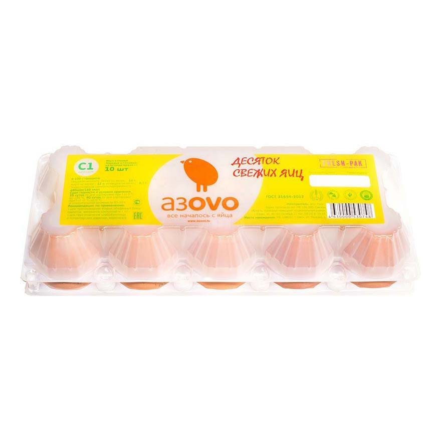 

Яйцо куриное АзOVO Десяток свежих яиц С1 10 шт