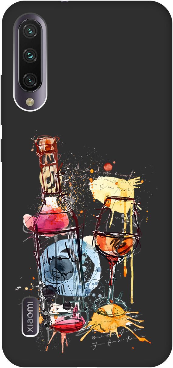 

Чехол на Xiaomi Mi A3 "Aquarelle Wine" черный, Черный;голубой, 0