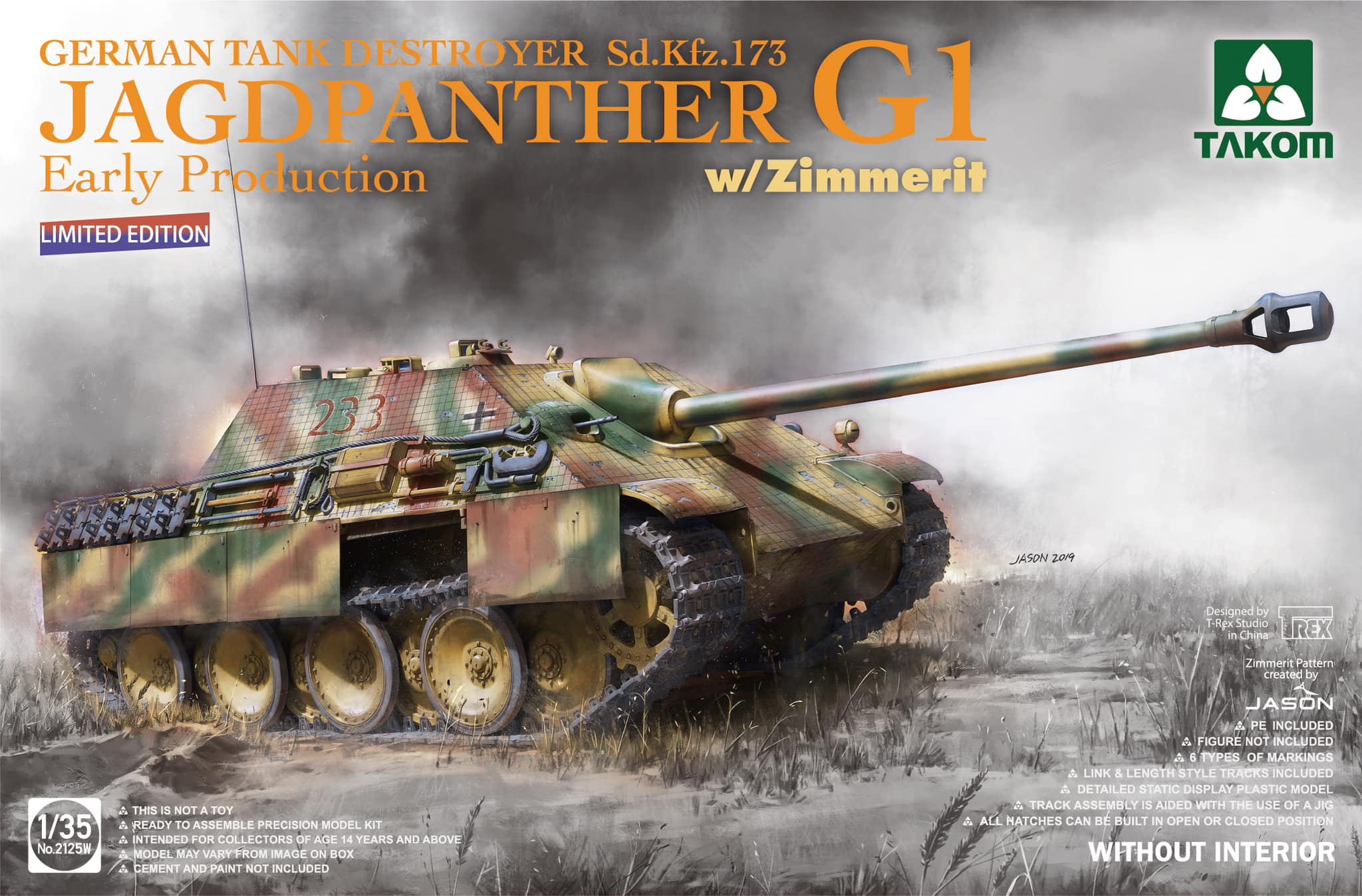 

Сборная Модель Takom Немецкая Сау Jagdpanther G1 Ранняя С Zimmerit Без Интерьера 2125w, Jagdpanther G1