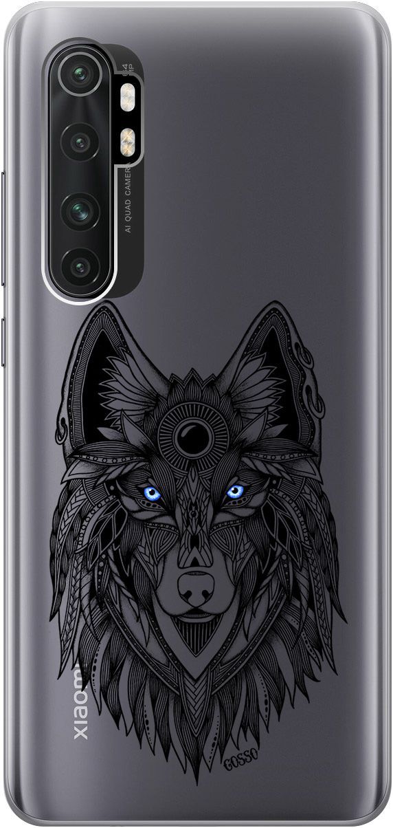 

Чехол на Xiaomi Mi Note 10 Lite "Grand Wolf" прозрачный, Прозрачный;голубой, 154