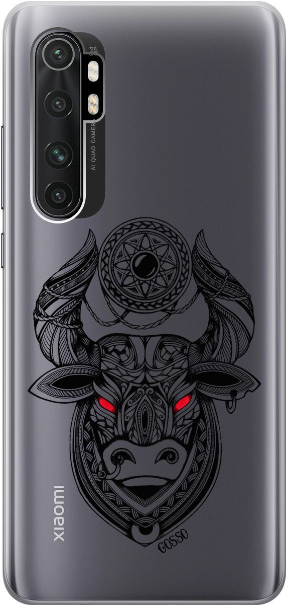 

Чехол на Xiaomi Mi Note 10 Lite "Grand Bull" прозрачный, Прозрачный;красный, 154