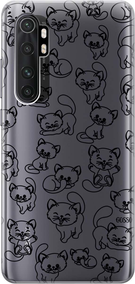

Чехол на Xiaomi Mi Note 10 Lite "Cute Kitties" прозрачный, Прозрачный;черный, 154