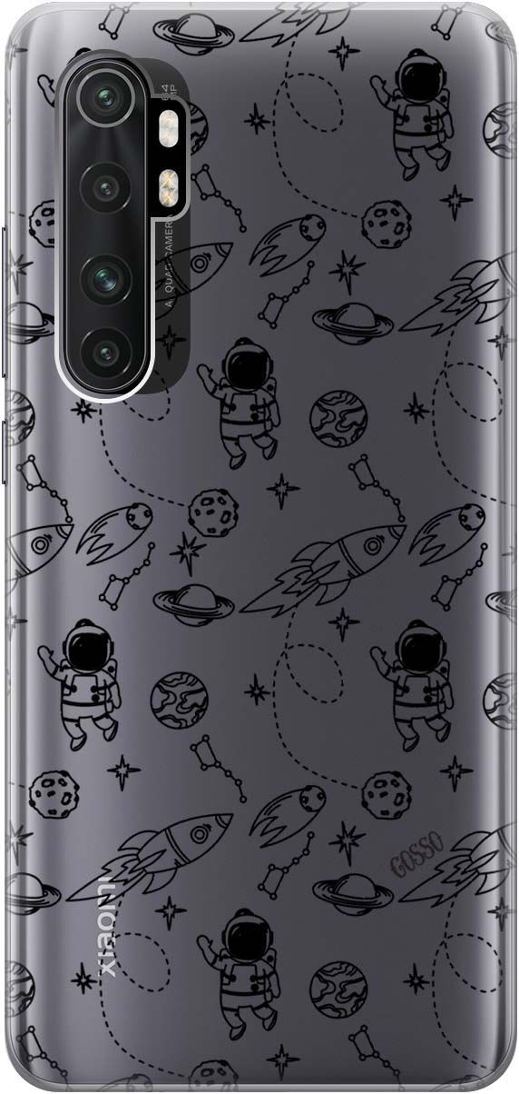 

Чехол на Xiaomi Mi Note 10 Lite "Space" прозрачный, Прозрачный;черный, 154