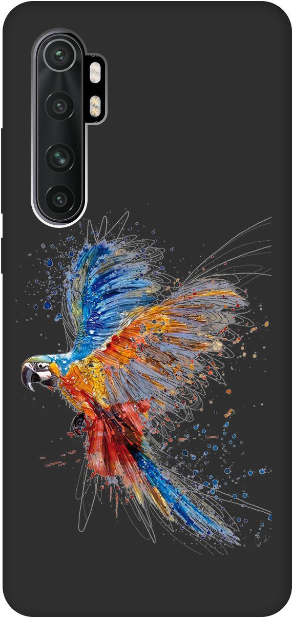 

Чехол на Xiaomi Mi Note 10 Lite "Colorful Parrot" черный, Черный;красный, 155