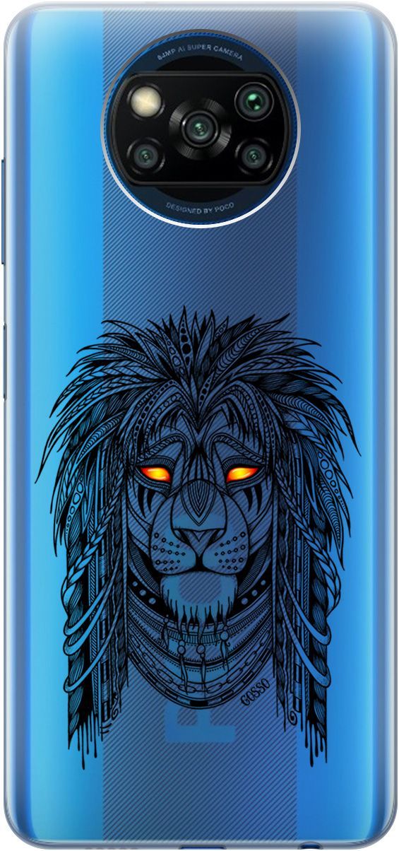 

Чехол на Xiaomi Poco X3 "Grand Leo" прозрачный, Прозрачный;красный, 248