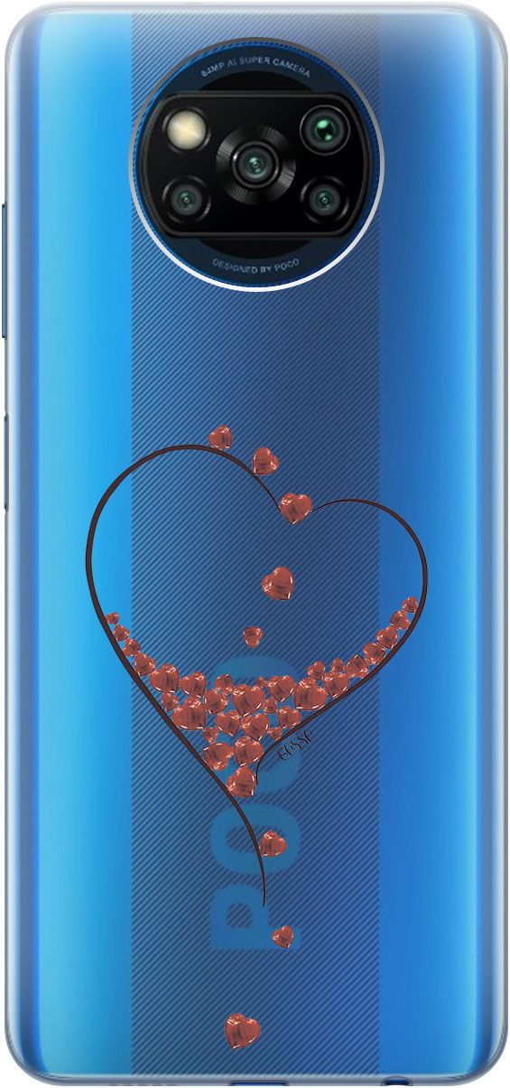 

Чехол на Xiaomi Poco X3 "Little hearts" прозрачный, Прозрачный;черный, 248