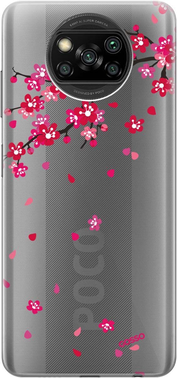 

Чехол на Xiaomi Poco X3 "Sakura" прозрачный, Прозрачный;коричневый, 248