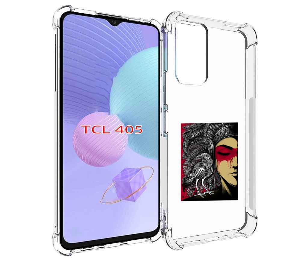 

Чехол MyPads девушка с вороном в абстракции для TCL 405, Tocco